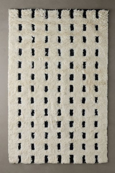 Urban Outfitters Carson Shaggy Wool Rug In Black/white At  In Neutral