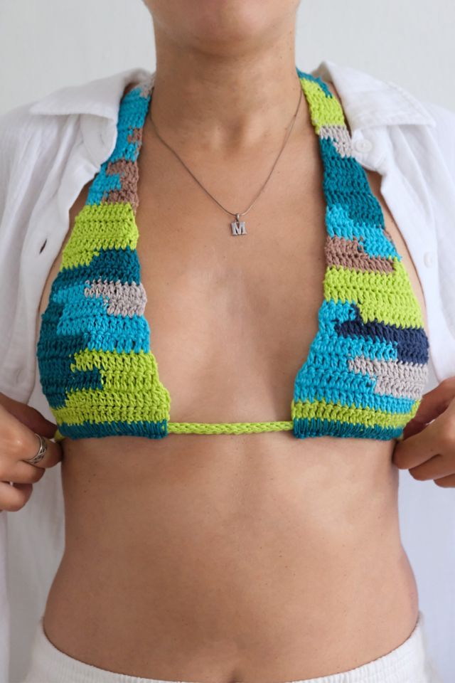 MARVES new york Upcycled Crochet Halter Bikini Top #1