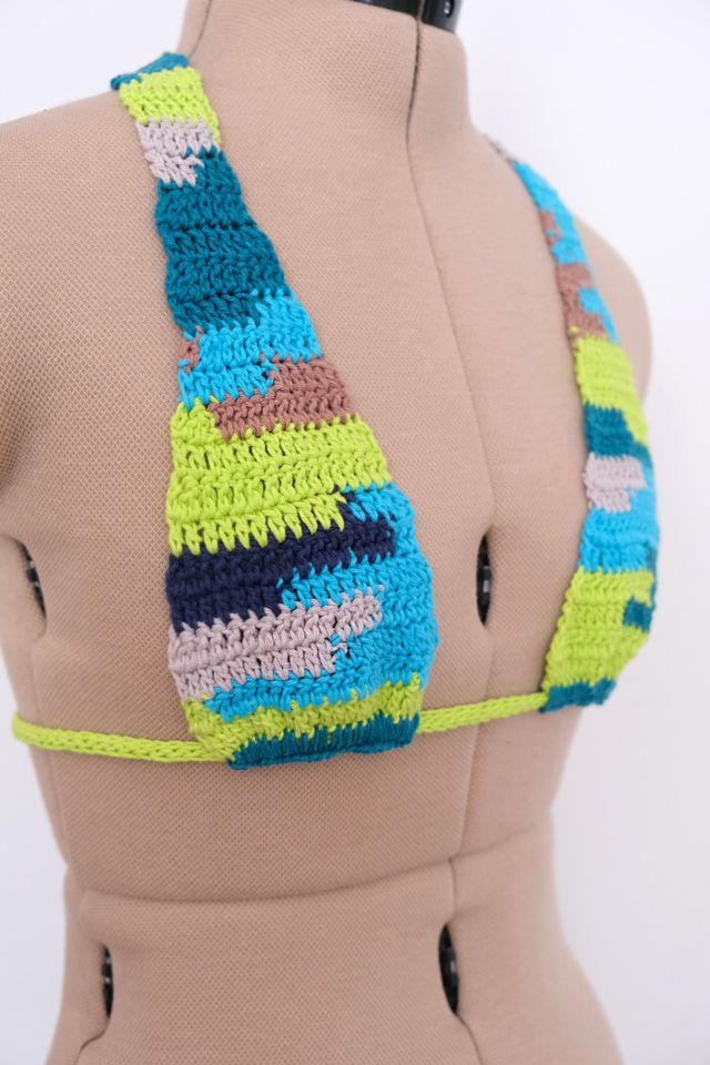 MARVES new york Upcycled Crochet Halter Bikini Top #3