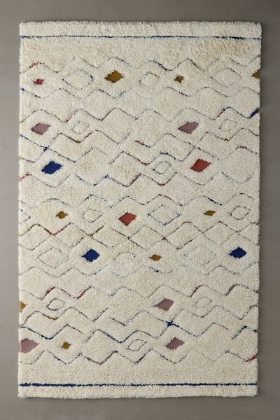 Urban Outfitters Camden Diamond Shaggy Wool Rug At  In Neutral