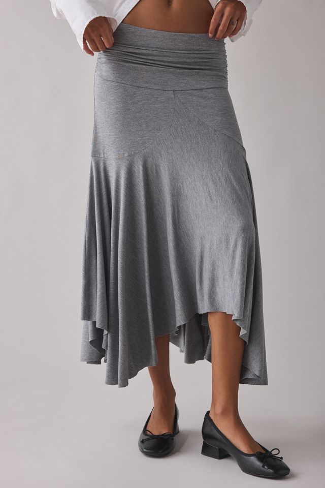 Kimchi Blue Jessica Jersey Knit Low-Rise Asymmetric Midi Skirt #1