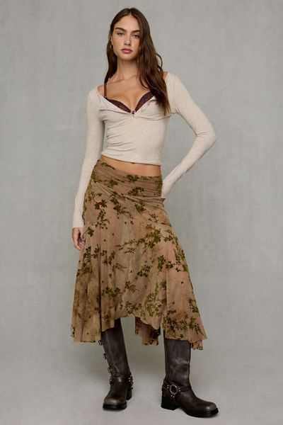 Jupe mi-longue asymétrique taille basse Jessica Kimchi Blue
