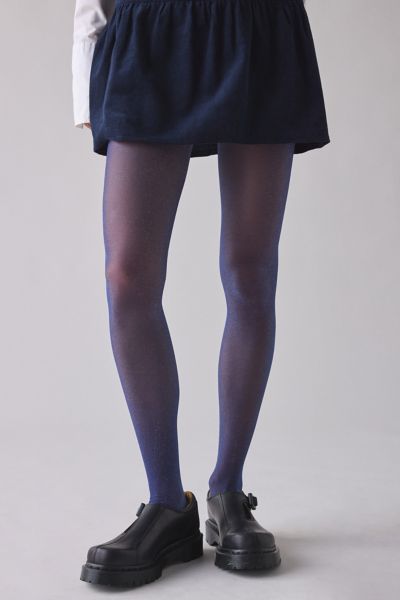 Urban Outfitters Shimmer Semi-sheer Tights In Navy, Women's At  In Blue