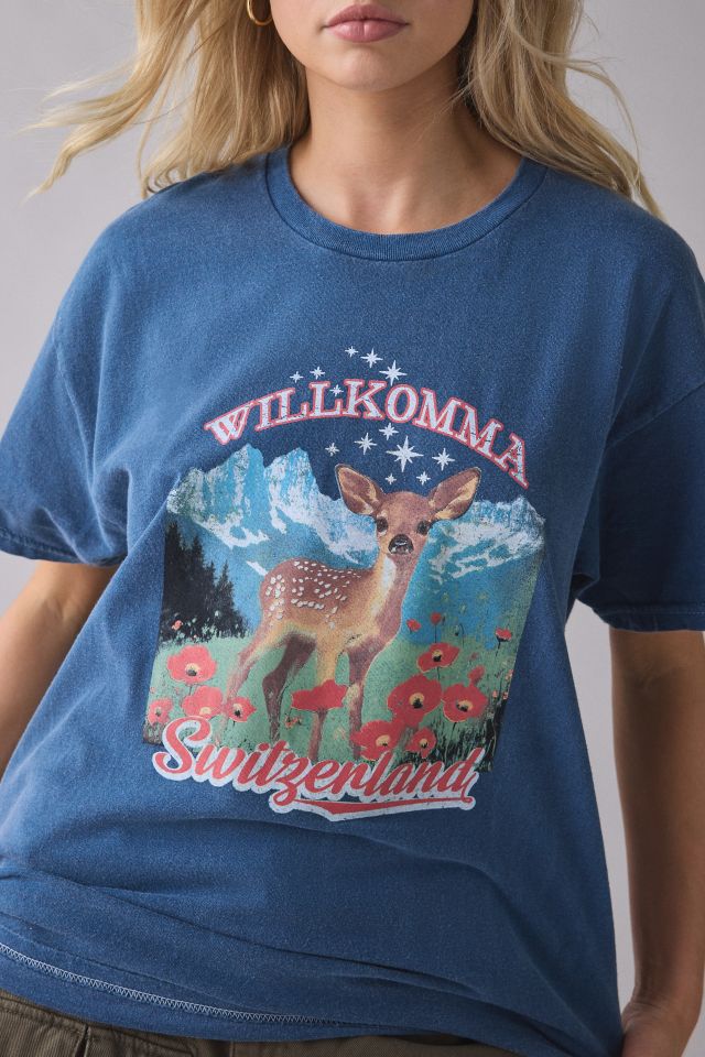 Switzerland Deer Graphic Oversized Tee #3