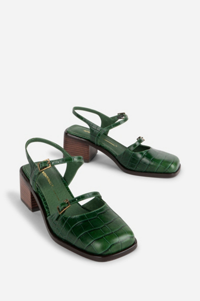 Intentionally Blank Mitzi Mary Jane Block Heel In Forest, Women's At Urban Outfitters In Green