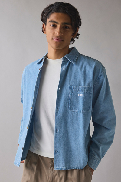OBEY Pablo Woven Denim Long Sleeve Shirt | Urban Outfitters