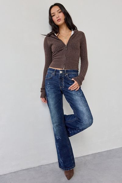 Jean bootcut décontracté taille basse imprimé Teo BDG