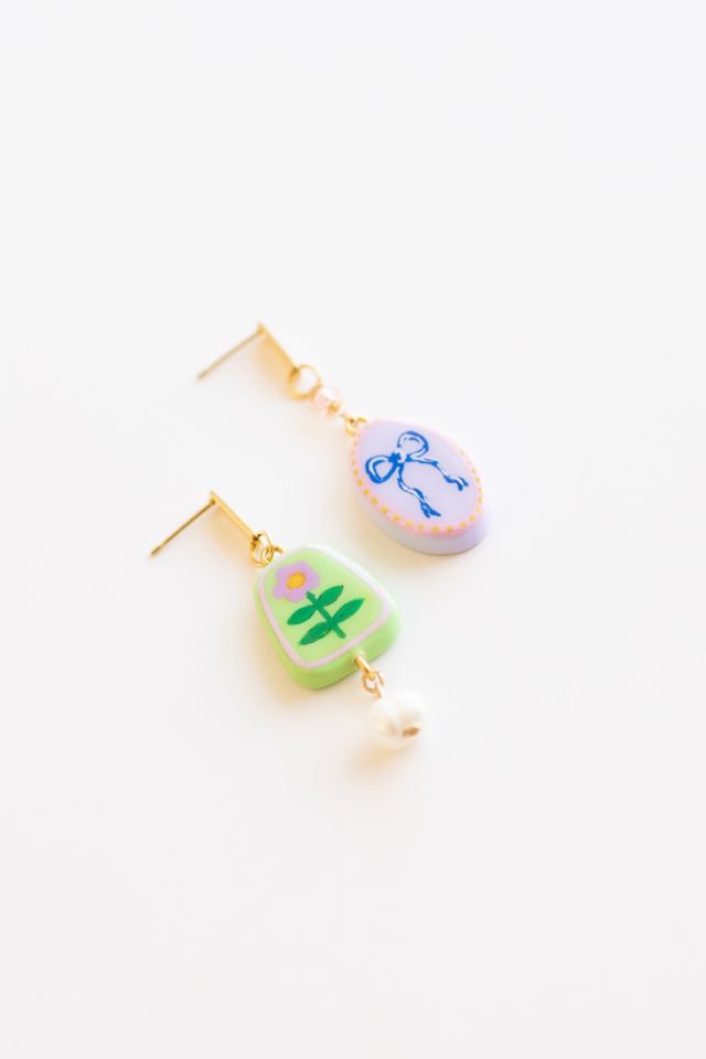Sigfus Designs Folk Art Mismatched Charm Earrings #1