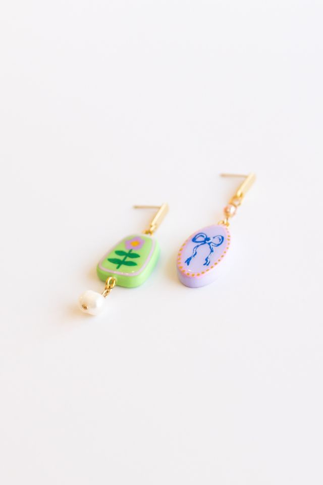 Sigfus Designs Folk Art Mismatched Charm Earrings #2