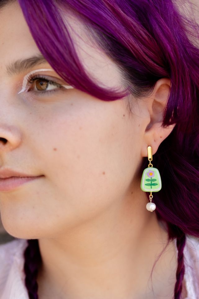 Sigfus Designs Folk Art Mismatched Charm Earrings #3
