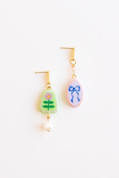 Sigfus Designs Folk Art Mismatched Charm Earrings