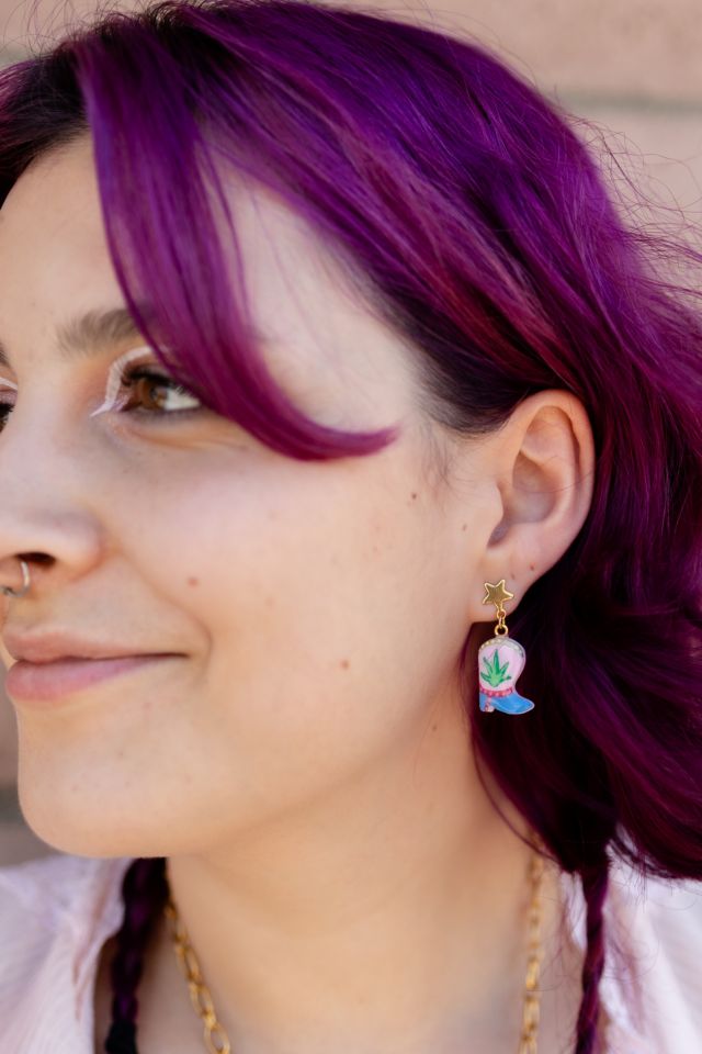 Sigfus Designs Agave Cowboy Boot Charm Earrings #2