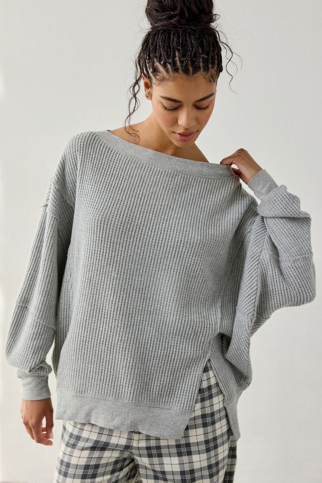 Out From Under Homebody Waffle Knit Oversized Off-The-Shoulder Top #1