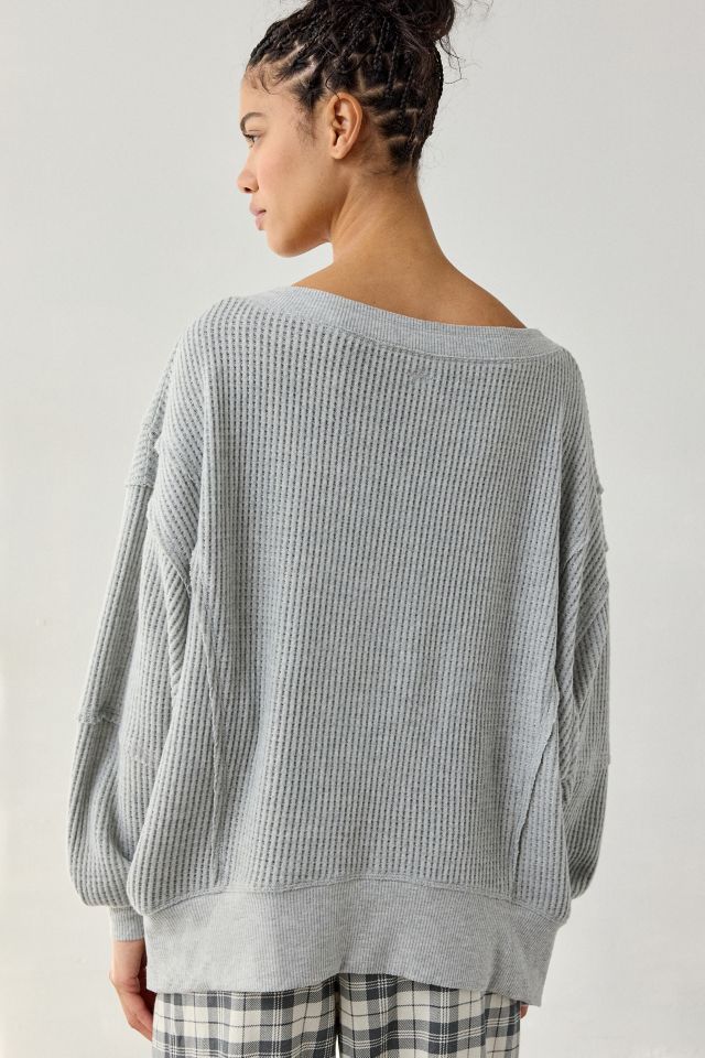Out From Under Homebody Waffle Knit Oversized Off-The-Shoulder Top #3