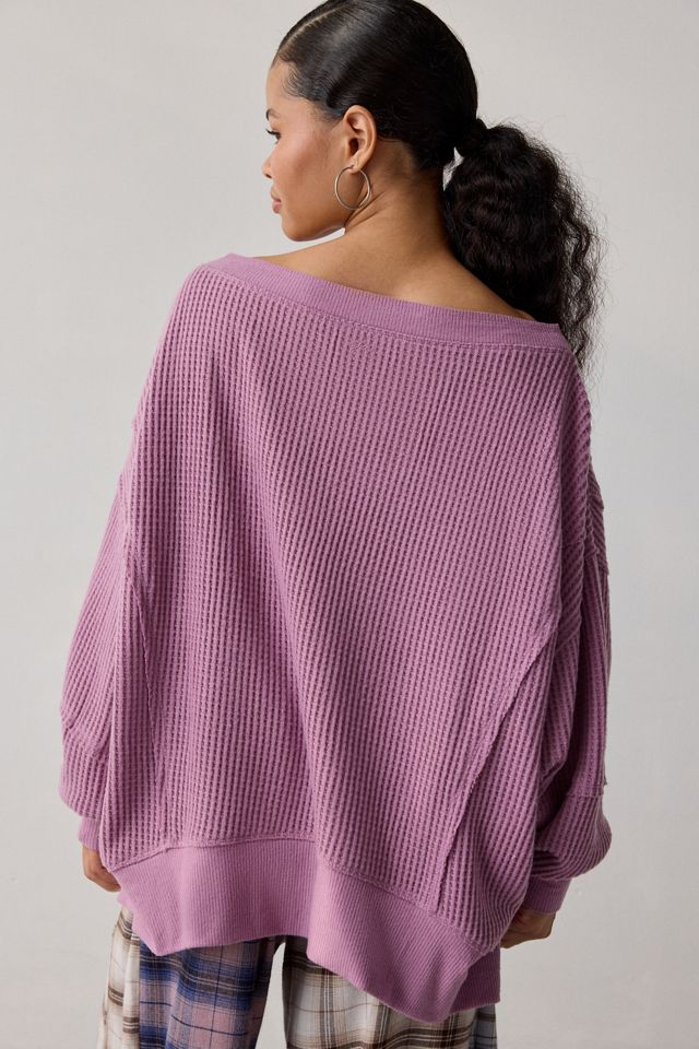 Haut surdimensionné à épaules dénudées en tricot gaufré Out From Under Homebody #1