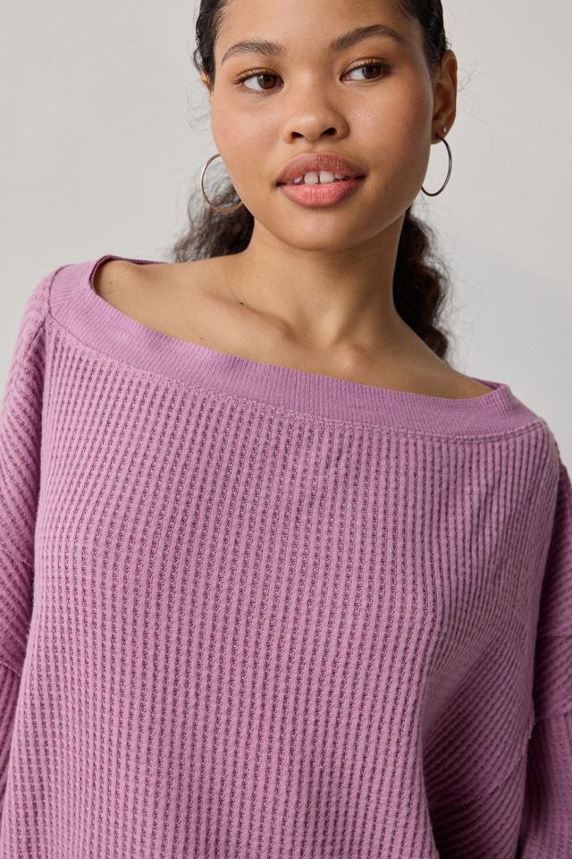 Haut surdimensionné à épaules dénudées en tricot gaufré Out From Under Homebody #2