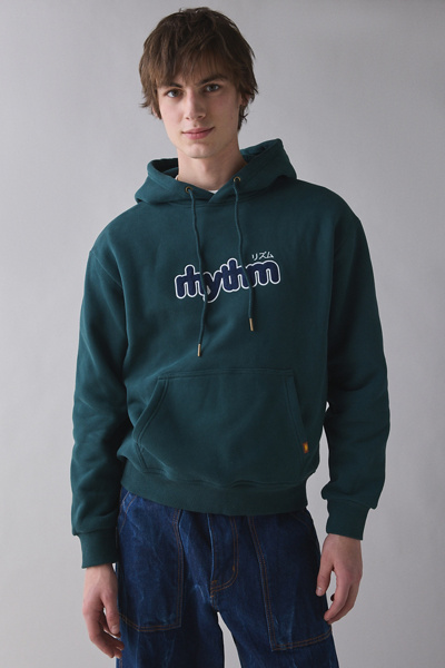 Rhythm Logo Applique Fleece Hoodie Sweatshirt | Urban Outfitters