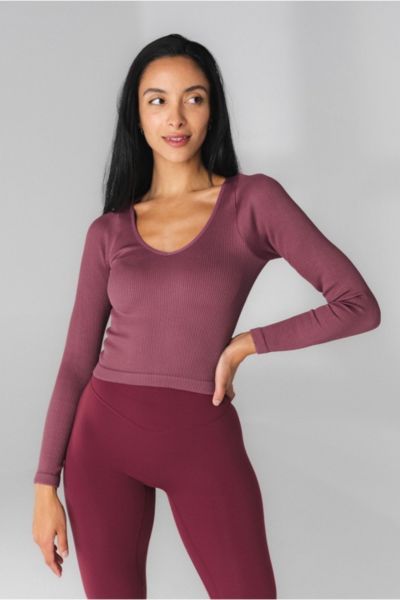 Vitality Synergy V Long Sleeve Top In Mauve, Women's At Urban Outfitters In Purple