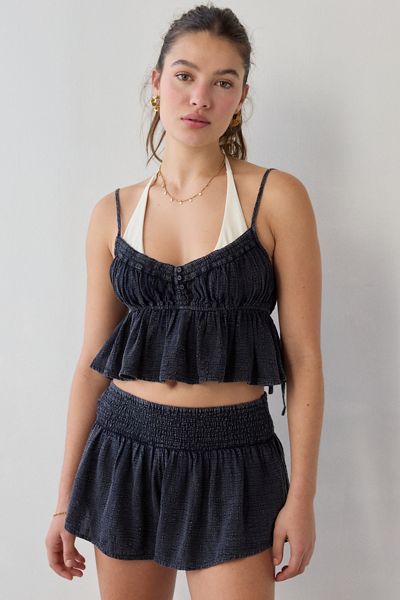 Out From Under Golden Hour Tie-Strap Cropped Babydoll Cami