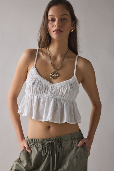Out From Under Golden Hour Tie-Strap Cropped Babydoll Cami