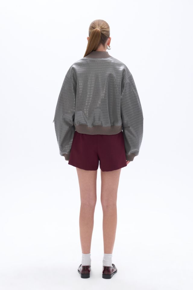 Nocturne Faux Leather Bomber Jacket #4