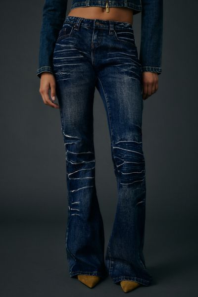 Jaded London Mid Blue Drift Low-Rise Bootcut Jean
