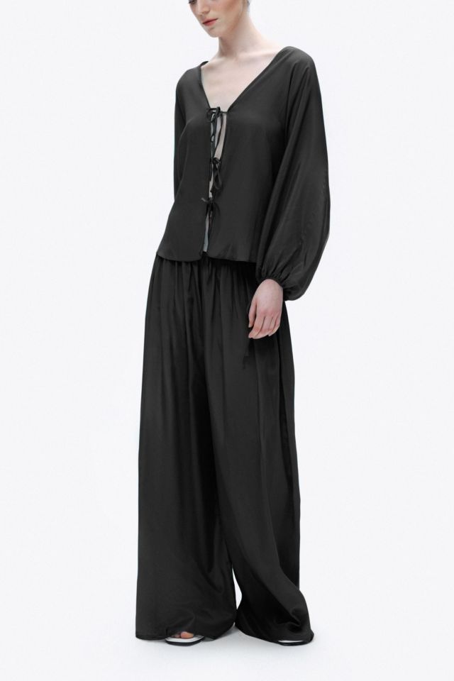 Nocturne Tie-Front Puff Blouse #2