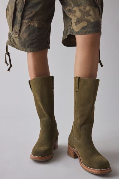 Frye Campus 12r Suede Boot In Olive, Women's At Urban Outfitters In Green