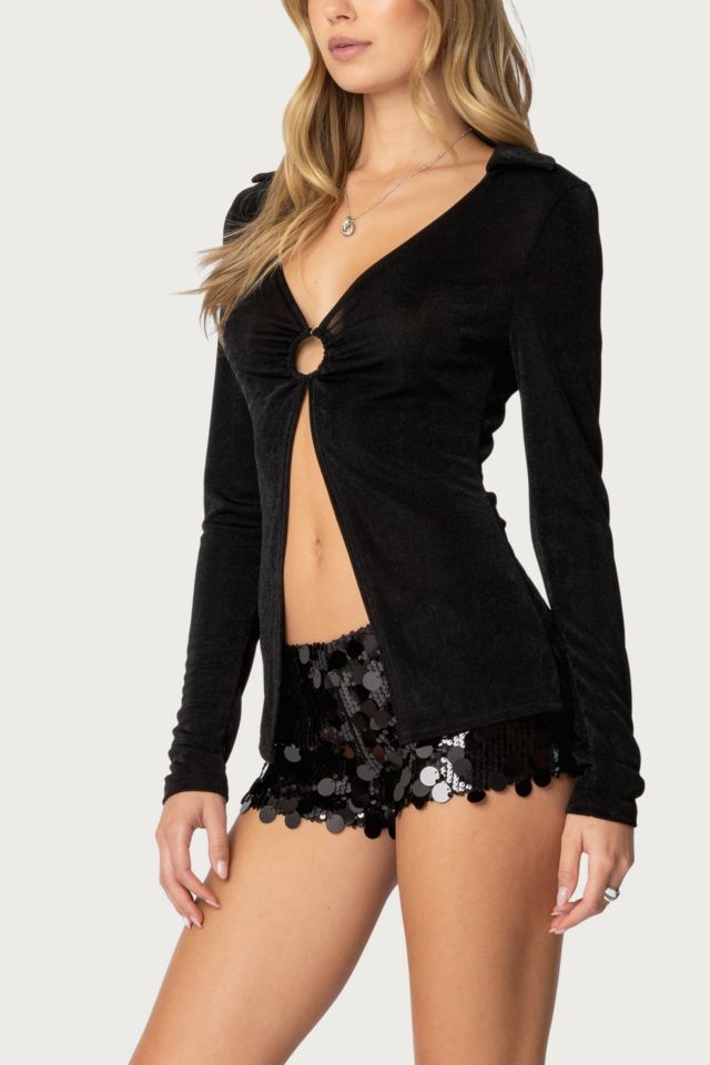 Edikted Sephira Sequin Micro Shorts #1