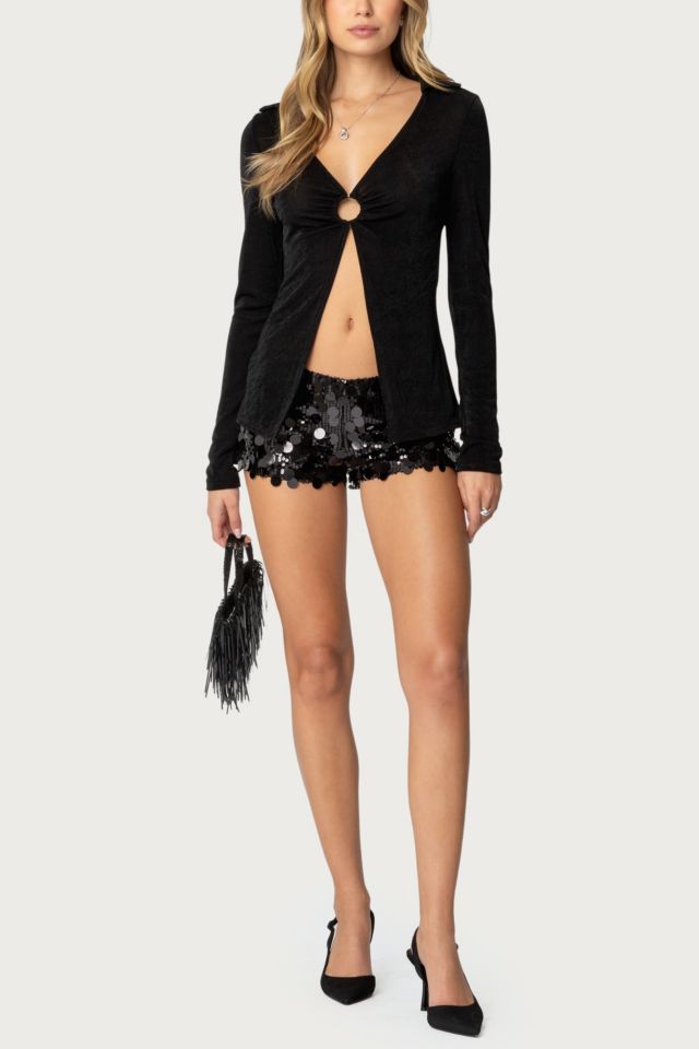 Edikted Sephira Sequin Micro Shorts #4