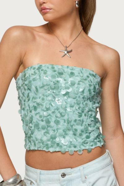 Edikted Brynn Sequin Strapless Top