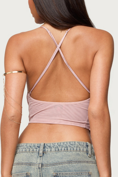 Edikted Elenie Fringed Cowl Neck Top