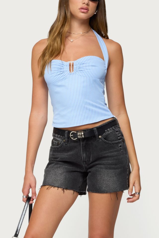 Edikted Caitie Striped Buckle Halter Top #3