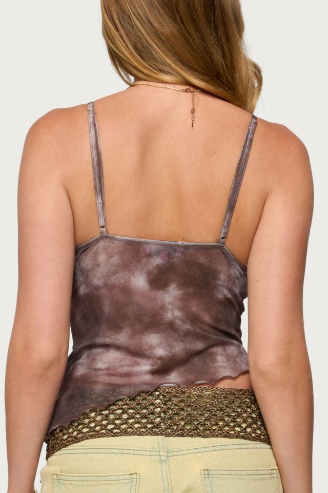 Edikted Embroidered Asymmetric Printed Mesh Top #4