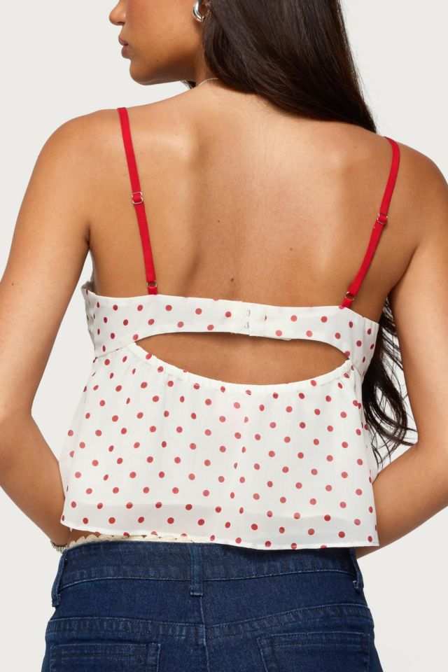 Edikted Contrast Polka Dot Chiffon Top #4