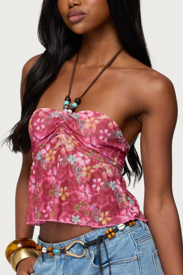 Edikted Solana Floral Cut Out Halter Top #2