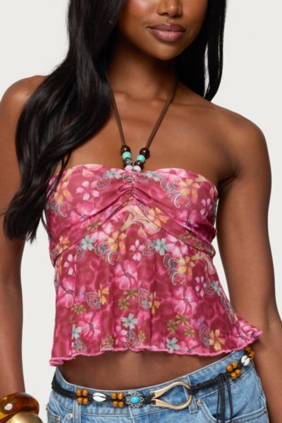 Edikted Solana Floral Cut Out Halter Top