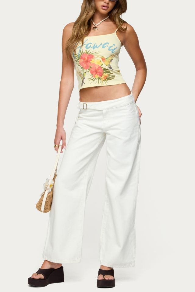 Edikted Buckle Low Rise Straight Leg Pants #1