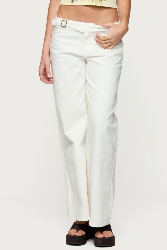 Edikted Buckle Low Rise Straight Leg Pants #3
