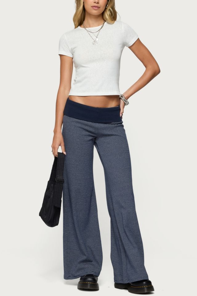 Edikted Amarna Striped Fold Over Pants #1