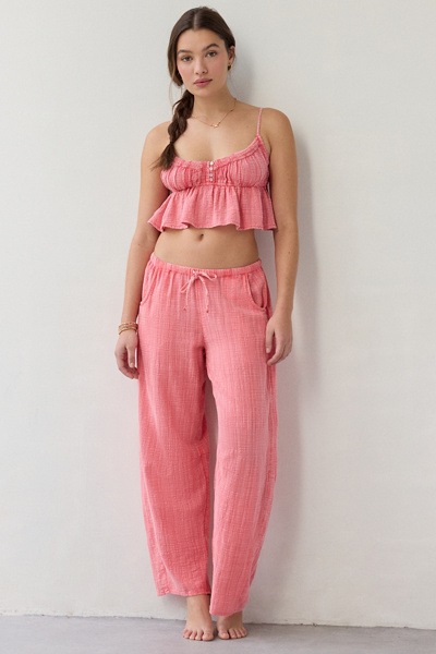 Out From Under Golden Hour Low-rise Wide Leg Pant In Coral, Women's At Urban Outfitters In Pink