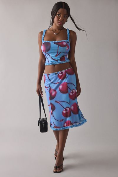 UO Rose Colored Cami + Knee-Length Skirt 2-Piece Set