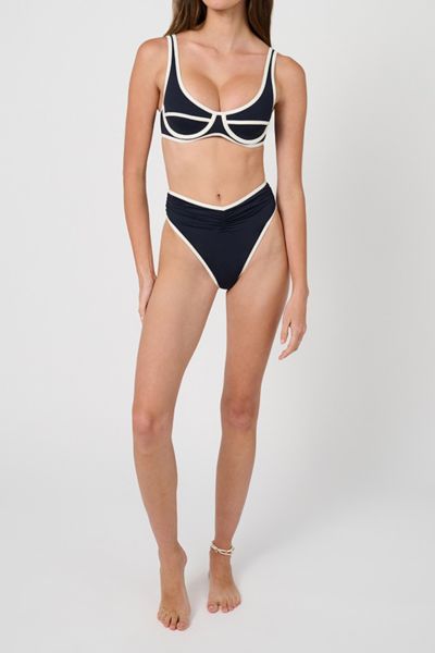 Weworewhat Scoop Neck Underwire Bikini Top In Blue