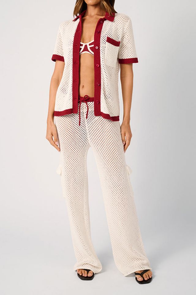 WeWoreWhat Oversized Crochet Button-Up Shirt #1