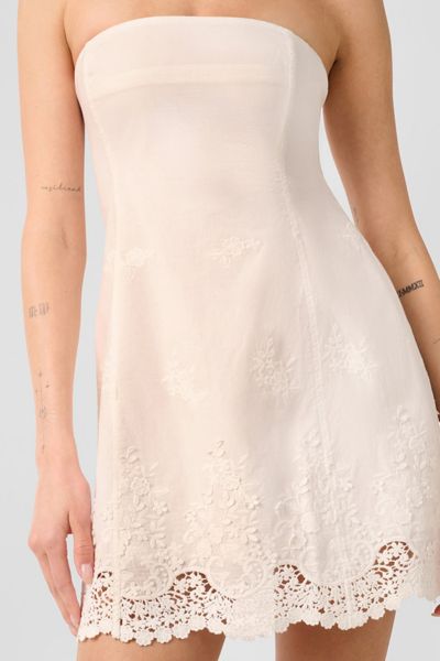 Weworewhat Strapless Eyelet Mini Dress In Ivory, Women's At Urban Outfitters In Gold