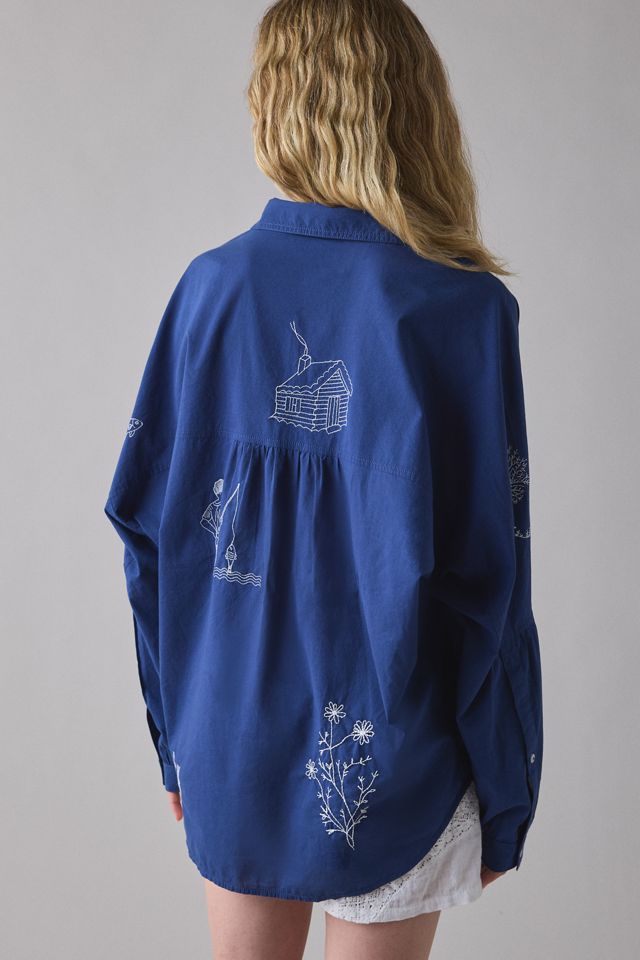 BDG Alex Embroidered Graphic Oversized Cotton Button-Down Shirt #2