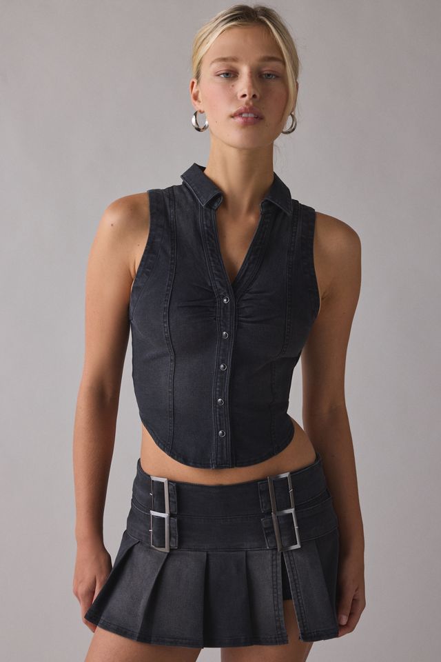 Haut veste en denim coupé à boutons-pression BDG Rae #2