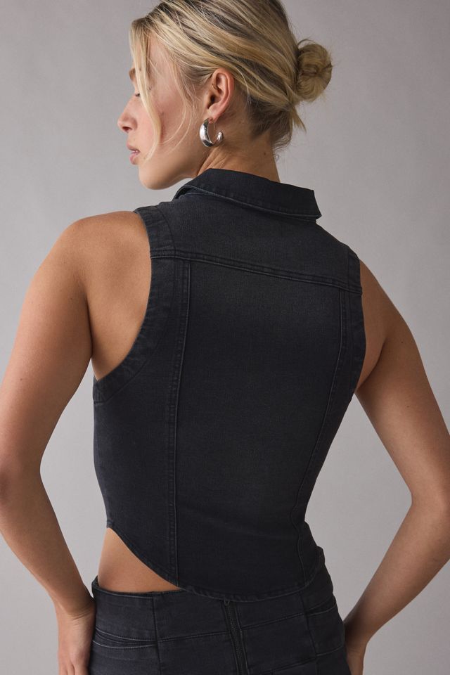 Haut veste en denim coupé à boutons-pression BDG Rae #3