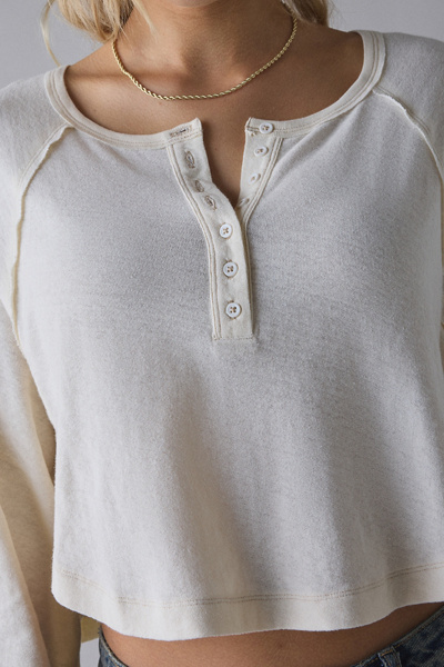 BDG Logan Oversized Long Sleeve Henley Top