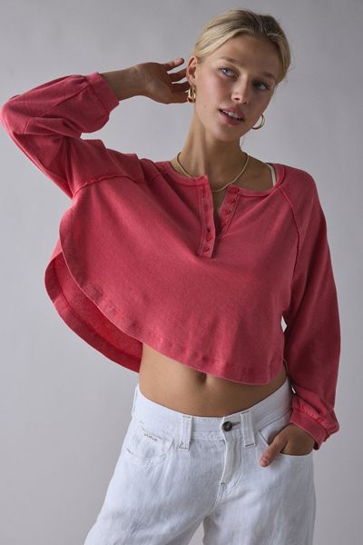 BDG Logan Oversized Long Sleeve Henley Top
